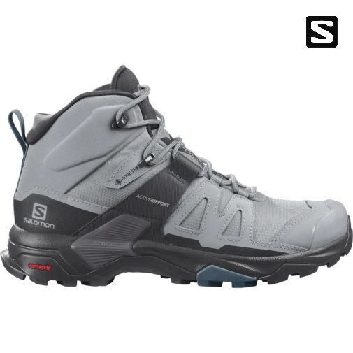 Light Grey / Black Salomon X Ultra 4 Mid GTX Women's Hiking Boots | PH 46035A